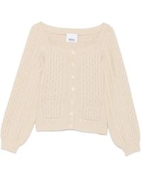 Erika Cavallini Semi Couture - Cardigan En Maille Torsadée À Encolure Carrée - Lyst