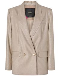 Pinko - Metallic Double-Breasted Blazer - Lyst