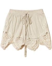 Twinset - Linen Blend Jacquard Shorts With Lace - Lyst