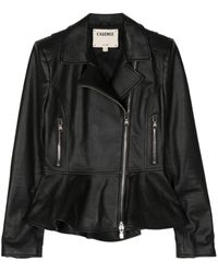 L'Agence - Lyric Peplum Leather Jacket - Lyst