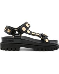 Sandro - Stud-embellished Tread-sole Flat Leather Sandals - Lyst