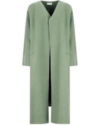 The Row - Priske Wollmantel Mit V-Ausschnitt - Lyst