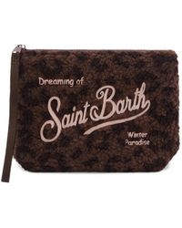 MC2 Saint Barth - Aline Leopard-Print Fleece Clutch Bag - Lyst