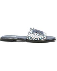 Max Mara - Geometric-Print Logo-Patch Sandals - Lyst