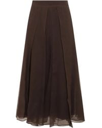 Brunello Cucinelli - Jupe En Soie À Coupe Mi-Longue - Lyst