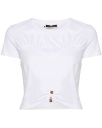 Elisabetta Franchi - Camiseta corta con logo estampado - Lyst