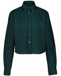 Ami Paris - Shirt Cropped Classic Fit Embroidered Cotton - Lyst