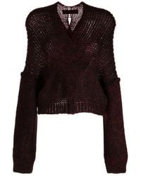 Isabel Benenato - Open-Knit V-Neck Jumper - Lyst