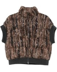 Brunello Cucinelli - Sequin-Embellished Sleeveless Gilet - Lyst
