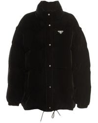 Prada - Convertible Velvet Down Jacket - Lyst