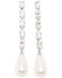 Self-Portrait - Crystal-Embellished Faux-Pearl Earrings - Lyst