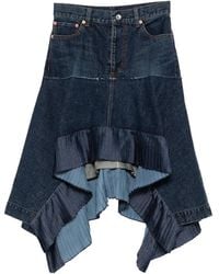 Sacai - Asymmetric Denim Skirt - Lyst
