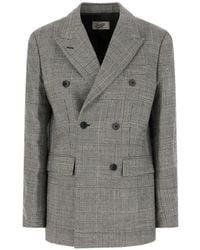 Pence - Prince Of Wales Check Double-Breasted Blazer - Lyst
