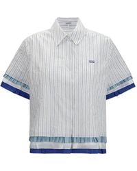 Loewe - Gestreepte Blouse Met Geplooide Afwerking - Lyst