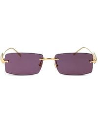 Cartier - Studded Rectangle-Frame Sunglasses - Lyst