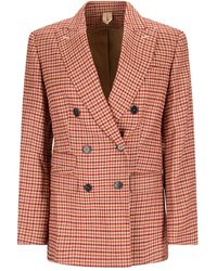 Max Mara - Doppelreihige Jacke mit Vichy-Karo - Lyst