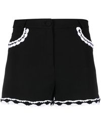 Moschino - High-Waist-Shorts mit Spitzenborten - Lyst