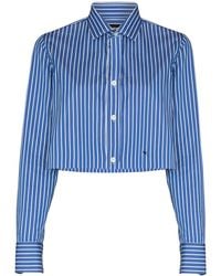 HOMMEGIRLS - Stripe-Pattern Cropped Shirt - Lyst