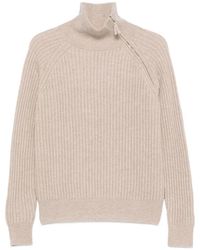 Allude - Ribbed Zip-Neck Sweater - Lyst