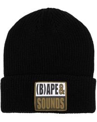 A Bathing Ape - Logo-patch Ribbed Knit Beanie - Lyst
