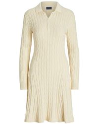 Polo Ralph Lauren Pleated Wool Ribbed-Knit Midi Dress in Natural | Lyst UK Polo Ralph Lauren Pleated Wool Ribbed-Knit Midi Dress in Natural | Lyst UK