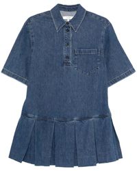 FRAME - Robe-Chemise Plissée En Jean - Lyst