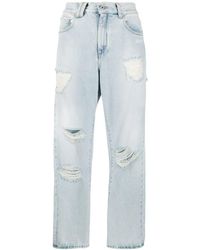 Off-White c/o Virgil Abloh Vaqueros rectos con detalles rasgados - Azul