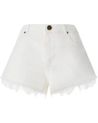 Pinko - Frayed-Hem Logo-Embellished Shorts - Lyst