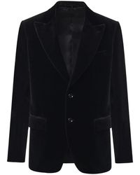 Lardini - Blazer En Velours À Revers Crantés - Lyst