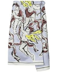 Tory Burch - Printed Satin Skirt - Lyst