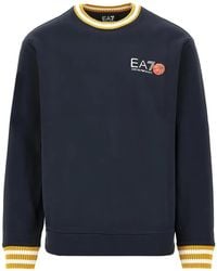 EA7 - Graphic Series Logo-Print Striped-Trim Sweatshirt - Lyst