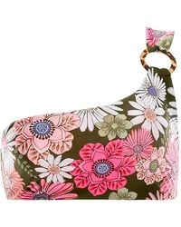 Agua Bendita - Asymmetric-Strap Floral Bikini Top - Lyst