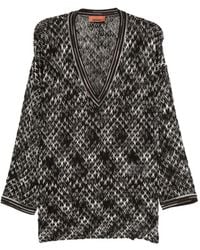 Missoni - Trui Met Geometrisch Patroon En V-Hals - Lyst