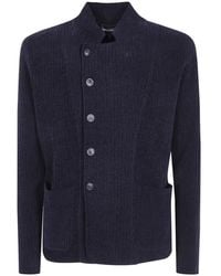 Emporio Armani - Signature Capsule Collection Ribbed-Knit Jacket With An Off-Centre Fastening - Lyst