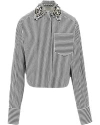 Sportmax - Embellished-Collar Striped Shirt - Lyst