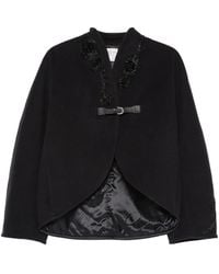 forte_forte - Embroidered Buckle-Fastening Coat - Lyst
