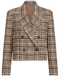 Brunello Cucinelli - Comfort Checked Wool And Alpaca Blazer With Monili - Lyst