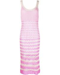RED Valentino - Striped Crochet Knit Dress - Lyst