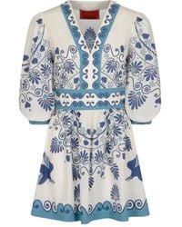 La DoubleJ - Floral-Print Puff-Sleeve Mini Dress - Lyst