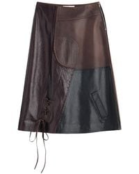Maison Margiela - Patchwork Lace-Up Midi Skirt - Lyst