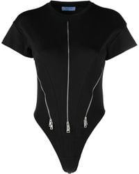 Mugler - Ritssluiting Katoenen Bodysuit - Lyst