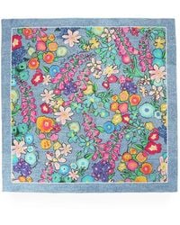 Kurt Geiger - Floral-Print Denim-Effect Scarf - Lyst