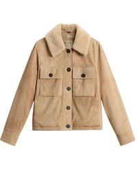 Woolrich - Suede Shearling-Collar Jacket - Lyst