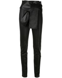 Valentino Vltn Slim Leather Trousers - Black