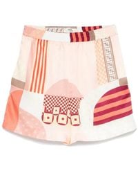 Fendi - Bermudas de seda con estampado patchwork - Lyst