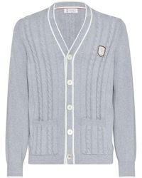 Brunello Cucinelli - Cable-knit Cotton Cardigan - Lyst