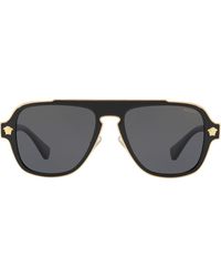 Versace Eyewear Gafas de sol cuadradas estilo aviador - Negro