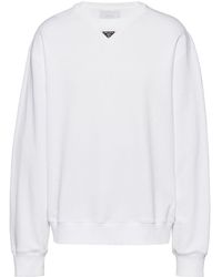 Prada - Logo-plaque Cotton Sweatshirt - Lyst