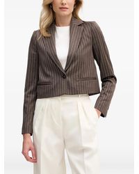 Pedro Del Hierro Madrid - Pinstripe-Pattern Cropped Blazer - Lyst