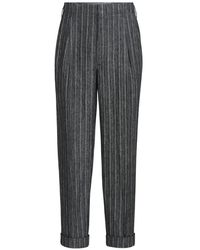 Brunello Cucinelli - Linen Chalk Stripe Chevron Trousers With Double Pleats - Lyst